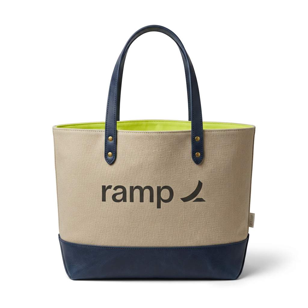 04 Two Tone Canvas Leather Tote